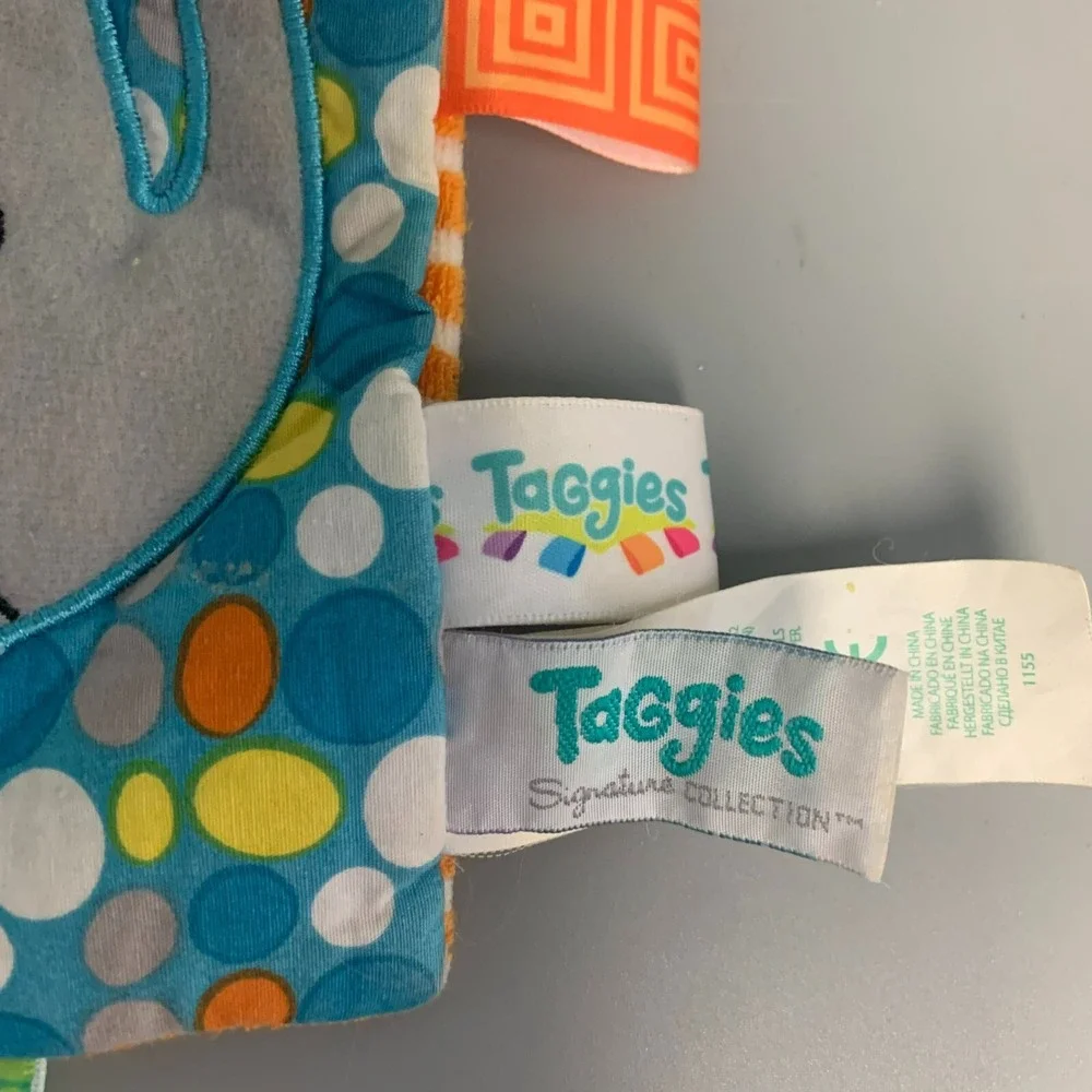 Taggies Signature Collection Elephant Sensory Crinkle Square Baby Toy Blue